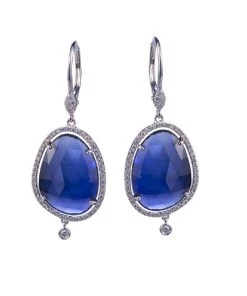 Best Pirce ⌛ Etoielle Blue Sapphire and Diamond Drop Earrings - 👩 women ❤️
