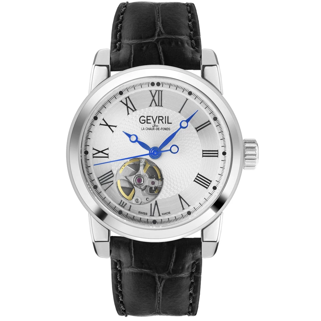 Discount 🔔 Gevril Madison Men's ⌚ Watch Silver Dial Black Leather Strap 🎉 3 Discount 🔔 Gevril Madison Men's ⌚ Watch Silver Dial Black Leather Strap 🎉