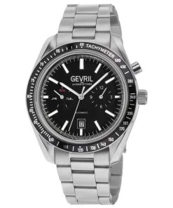 Top 10 ✔️ Gevril Lenox Automatic Men's ⌚ Watch Black Dial Black Subdials Day/Date Stainless Steel Bracelet ⌛