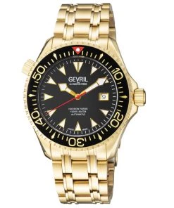 Coupon ⭐ Gevril Hudson Yards Men's ⌚ Watch Black Dial Yellow Gold Bracelet ⌛