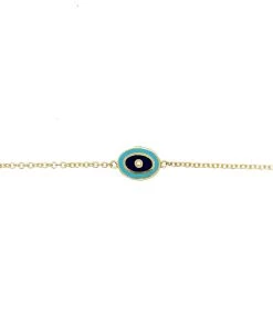 Buy 🤩 Etoielle Blue Enamel Yellow Gold Evil Eye Bracelet - 👩 women ✔️