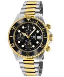 New 😍 Gevril Wall Street Men's Chronograph ⌚ Watch Black Dial Ceramic Bezel Stainless Steel Bracelet 😉