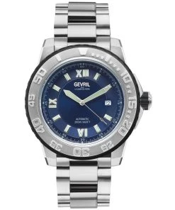 Best Sale 🎁 Gevril Seacloud Men's ⌚ Watch Blue Dial Stainless Steel Bracelet 🧨